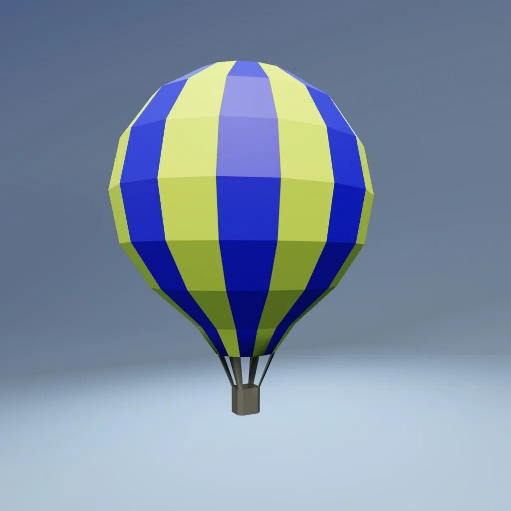 Papercraft di mongolfiera blu in origami 3D