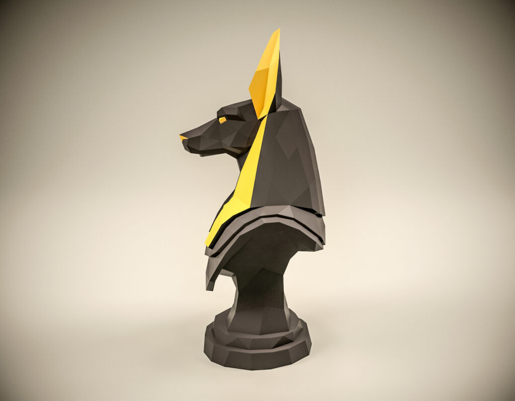 Papercraft 3D Origami Anubis Bust