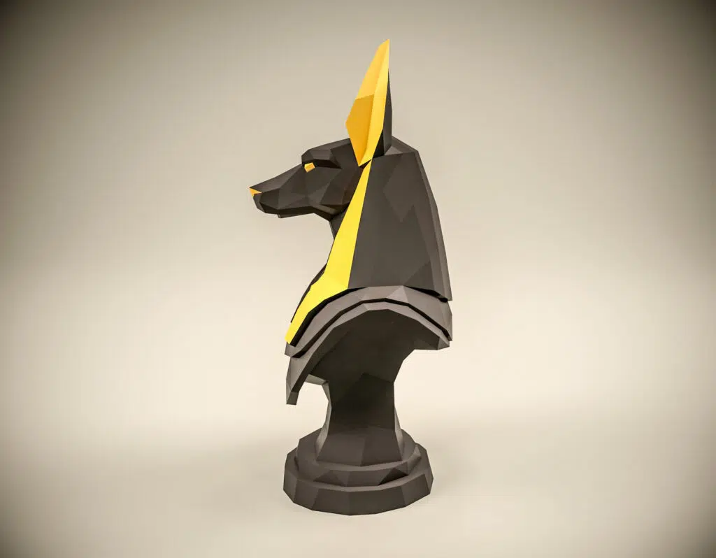 Buste van Anubis in 3D-origami, weergave 3