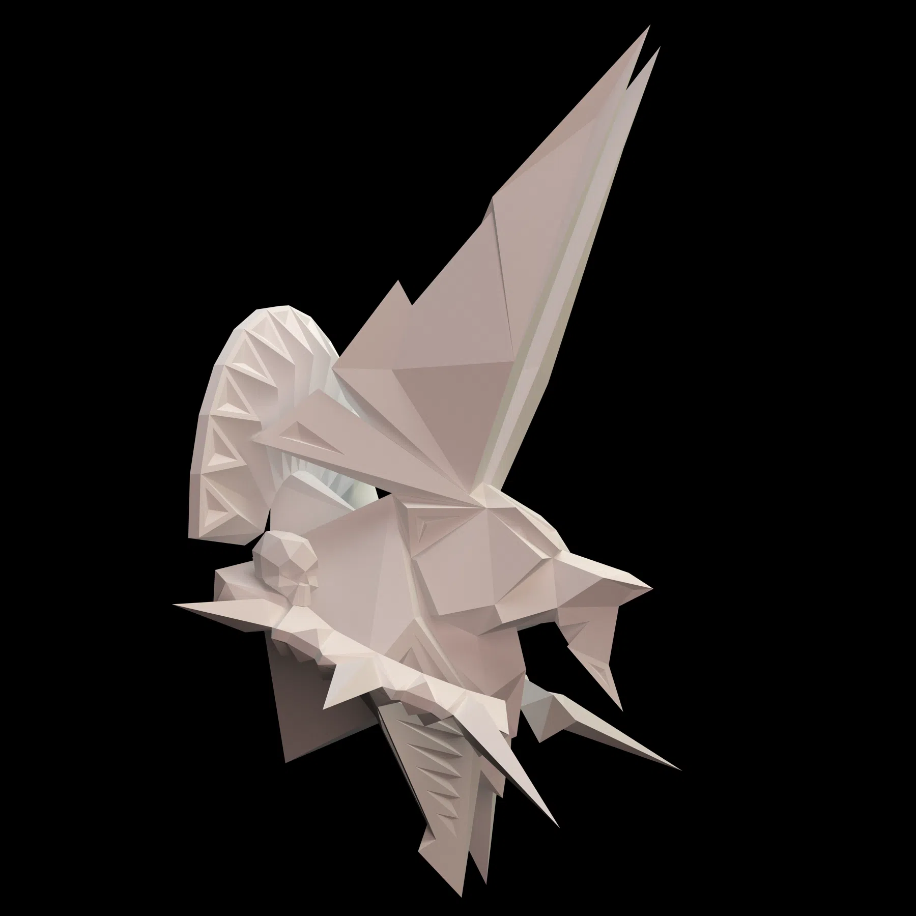Papercraft cabeza de Anubis en origami 3D, detalle