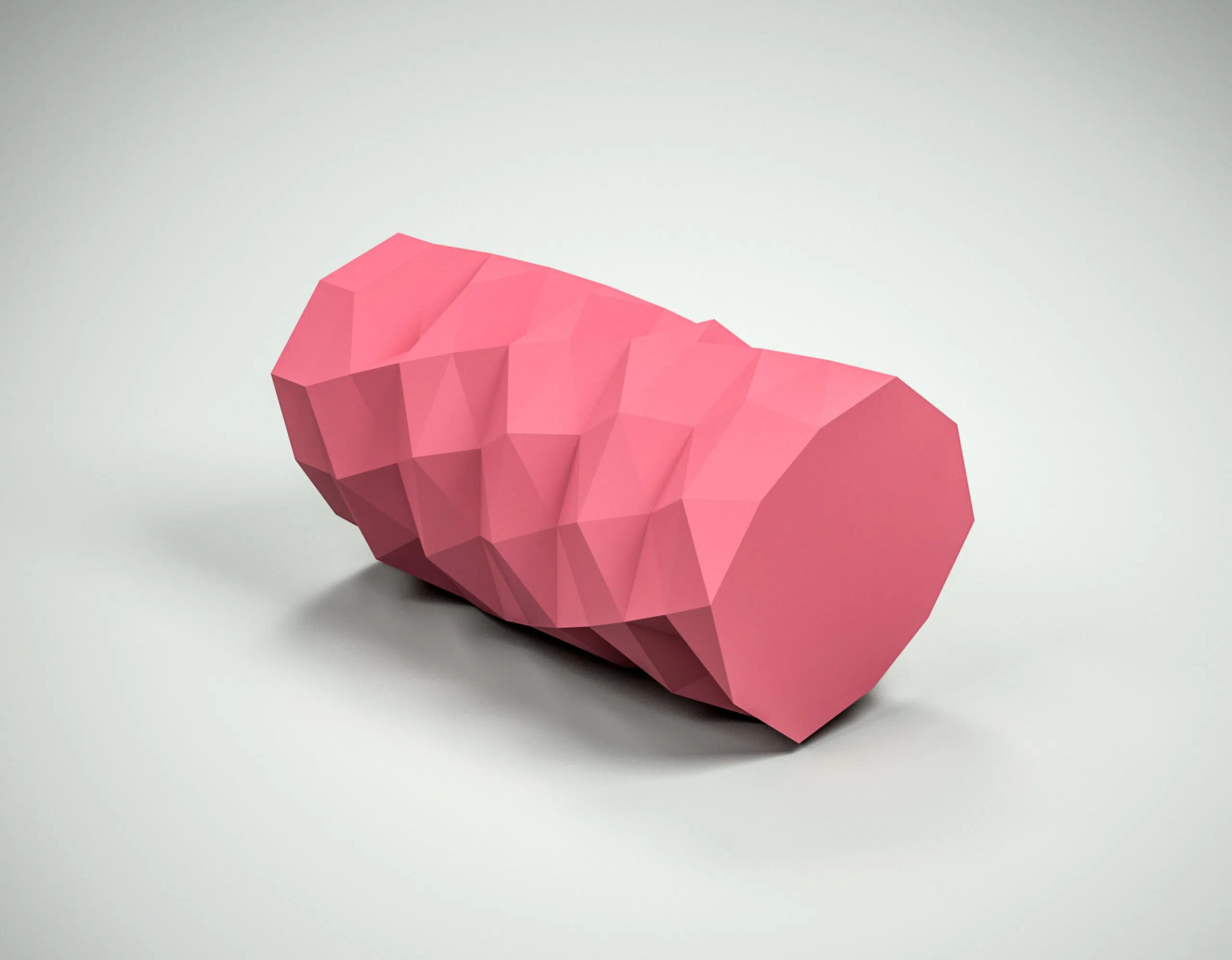 Long papercraft vase for flowers in 3D origami, back view