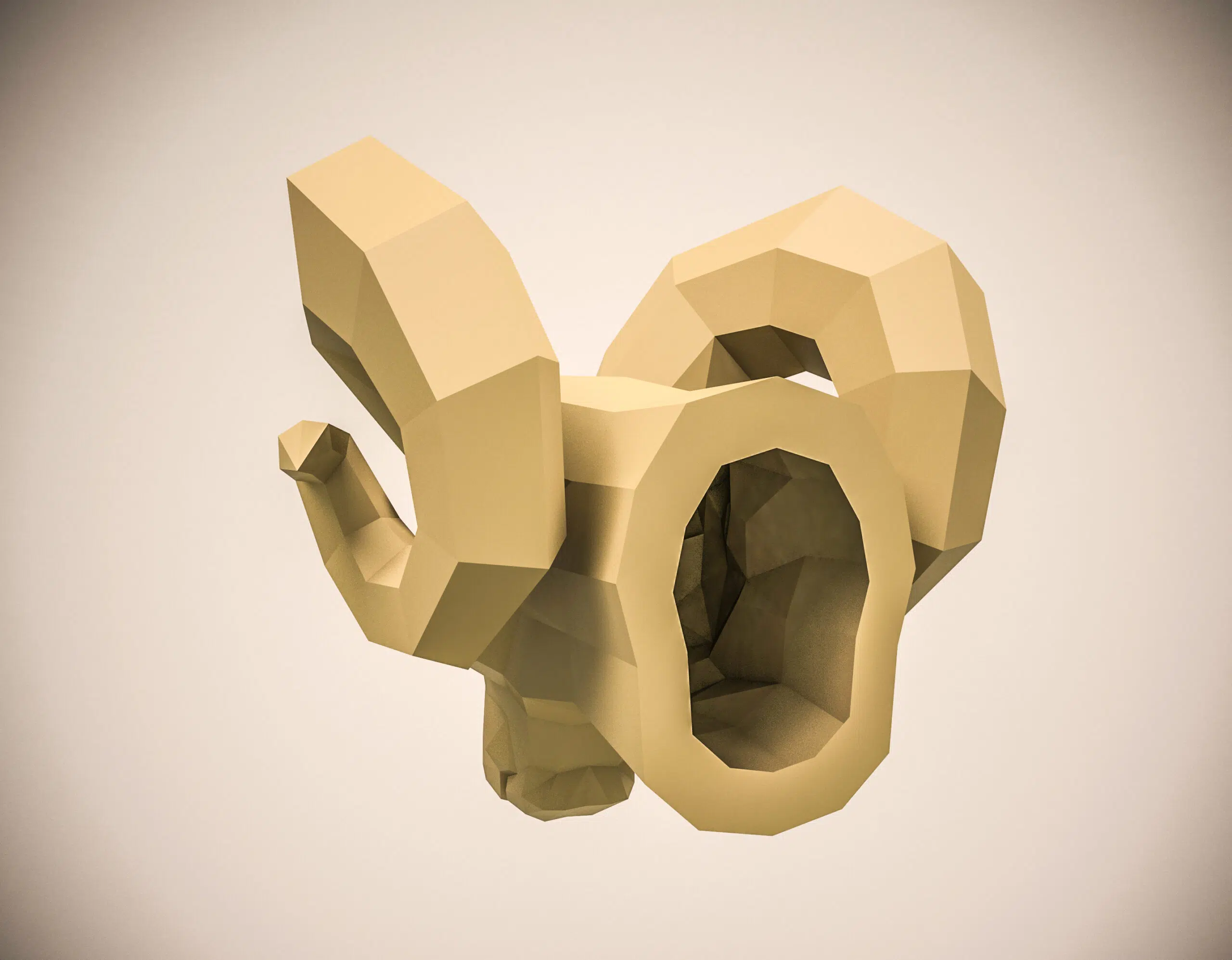 Papercraft ramskop in origami, weergave 4