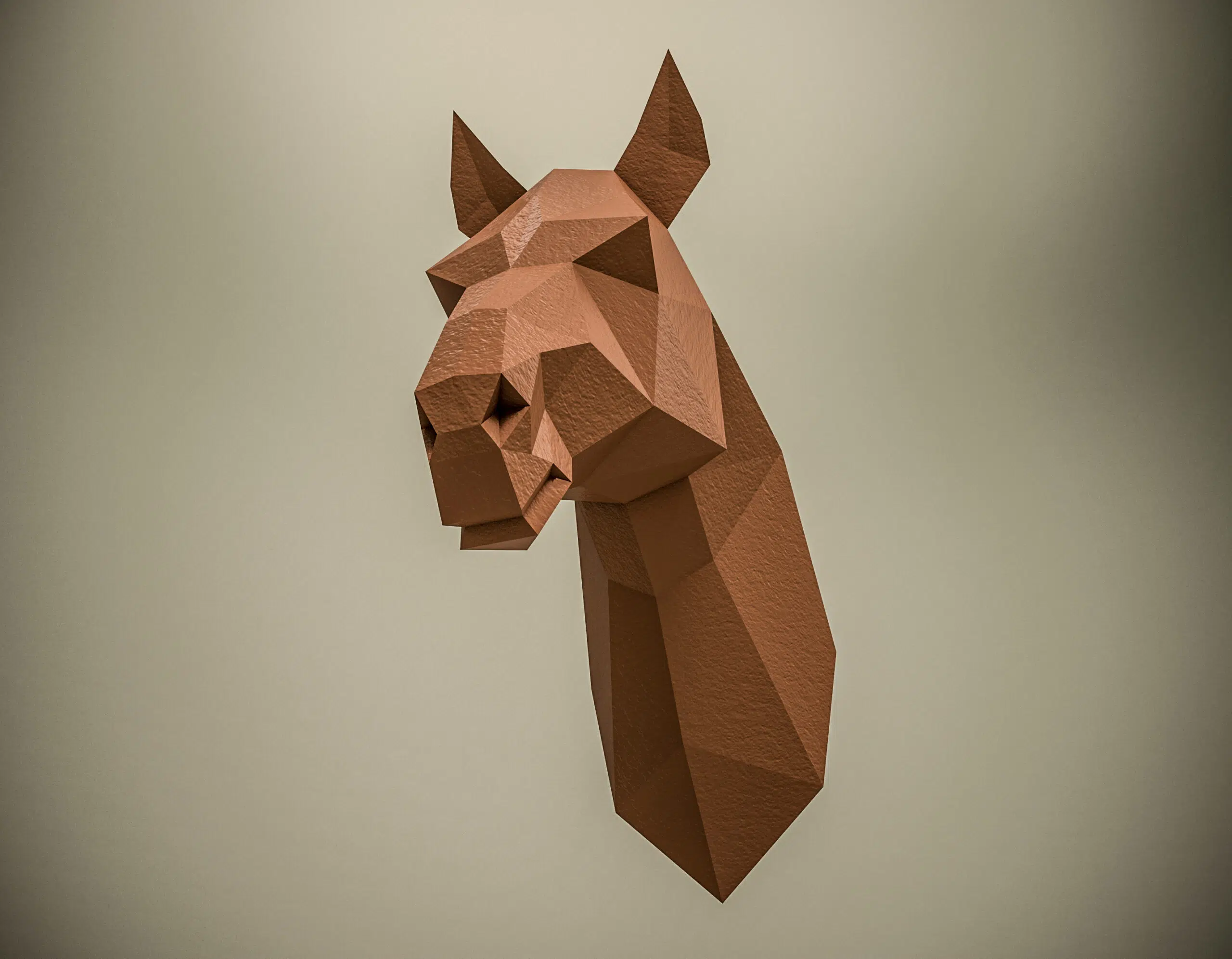Paardenkop origami 3D papercraft, weergave 4