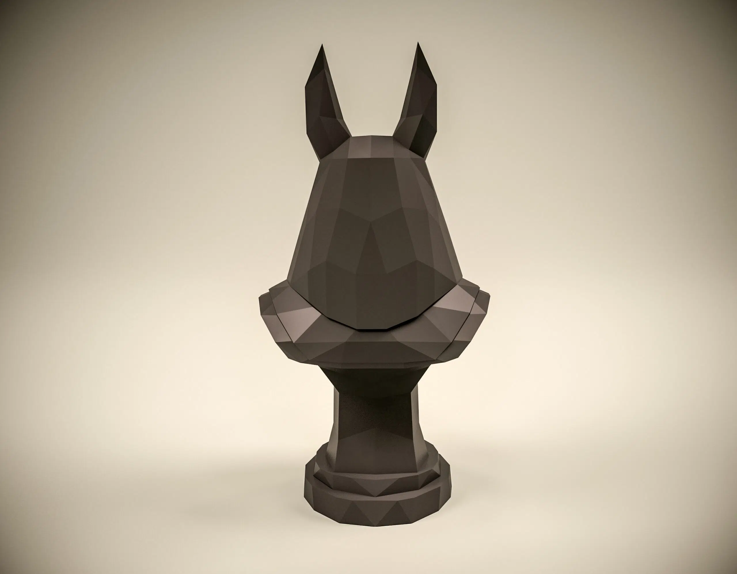 Buste van Anubis in 3D-origami, weergave 4