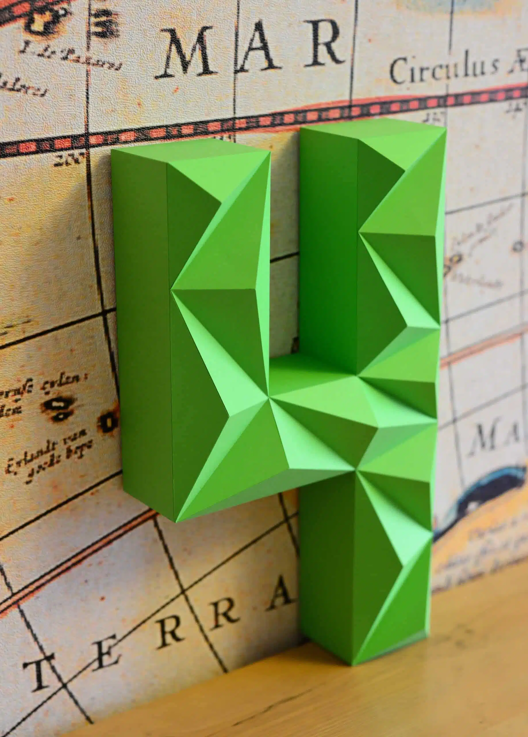 Todos os números em papercraft 3D, detalhe