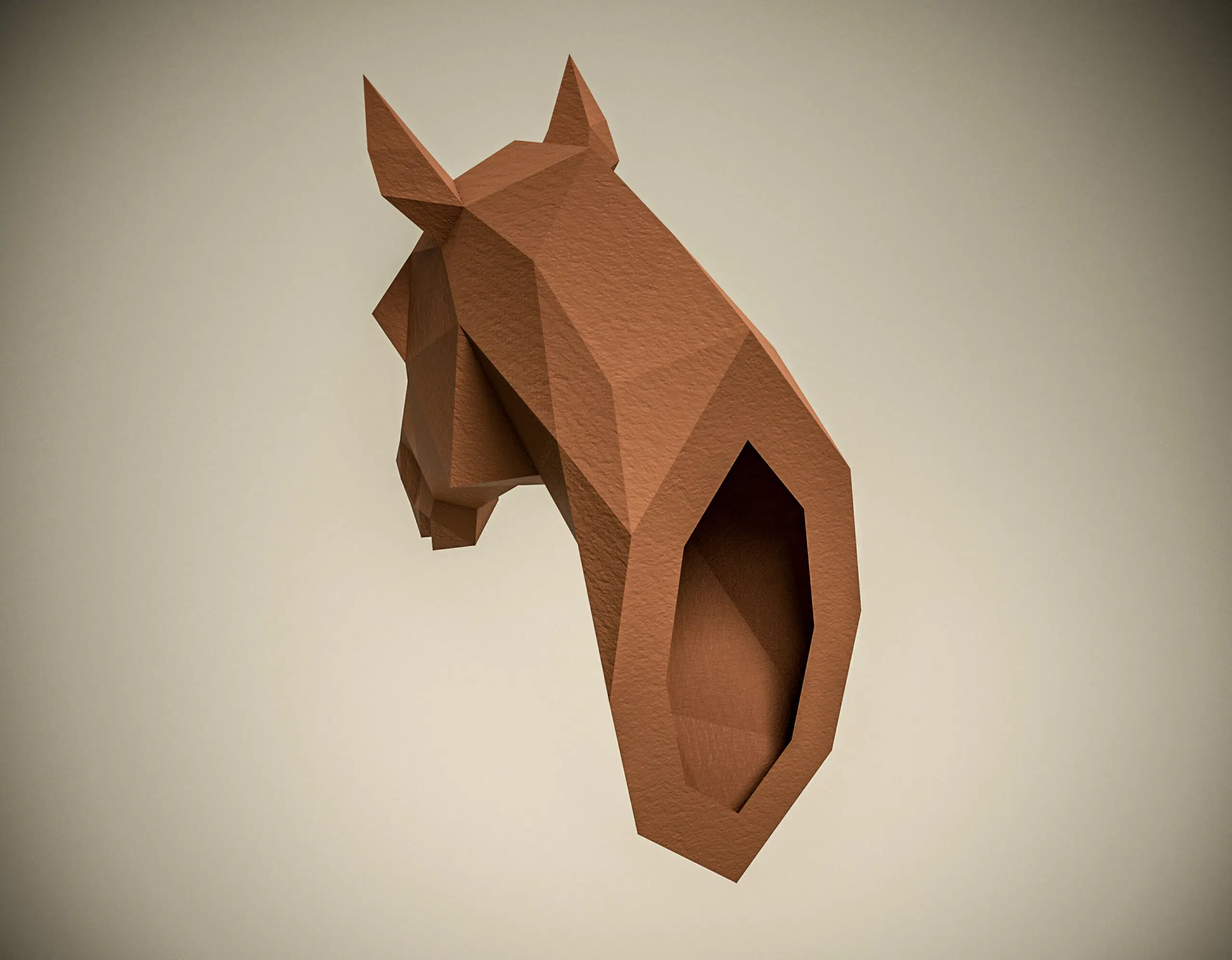 Paardenkop origami 3D papercraft, weergave 5
