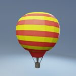 Papercraft of hot air balloon in 3D origami