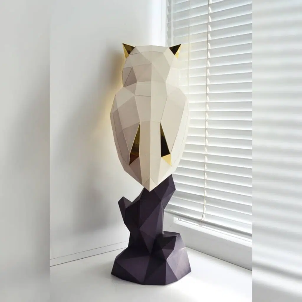 Papercraft de coruja em origami 3D