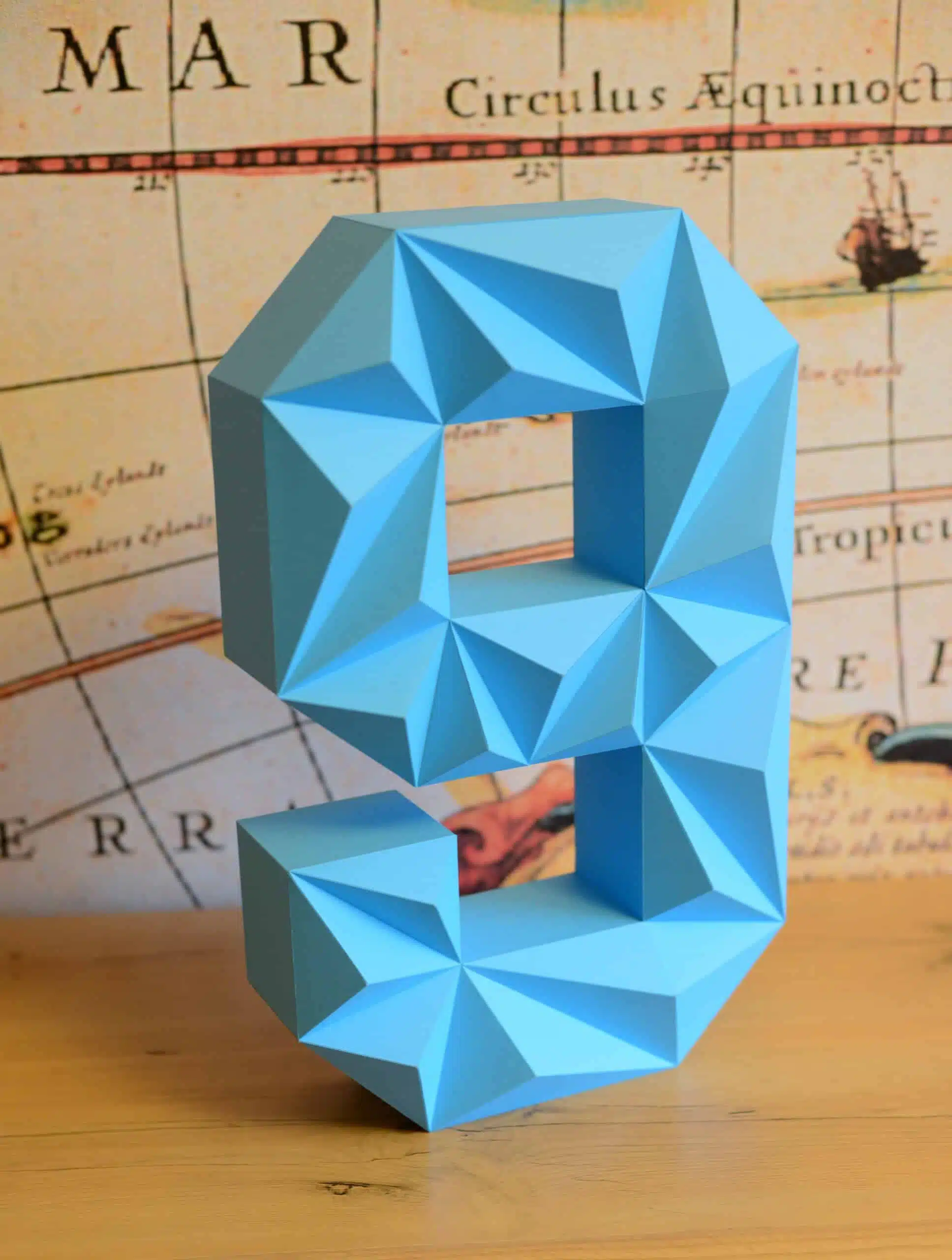 Todos os números em papercraft 3D, vista lateral