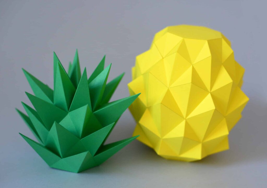 Decorative 3D Origami Pineapple to Assemble