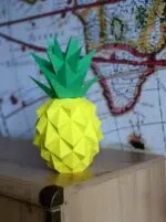 Papercraft gouden ananas in origami 3D, weergave 10