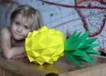 Papercraft gouden ananas in origami 3D, weergave 11