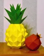 Papercraft gouden ananas in origami 3D, weergave 12