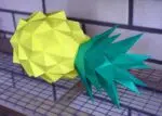 Papercraft gouden ananas in origami 3D, weergave 13