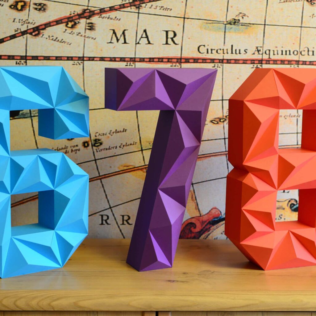 Papercraft of all 3D numbers