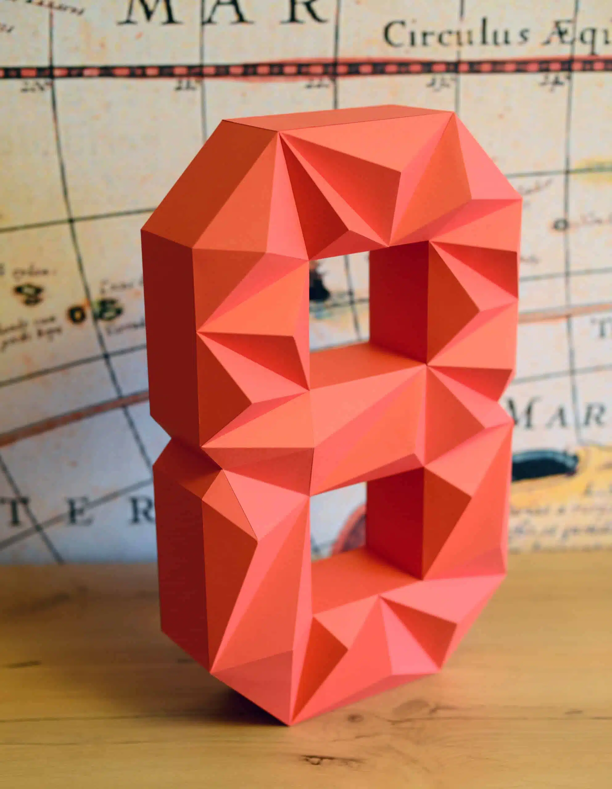 Todos os números em papercraft 3D, vista lateral