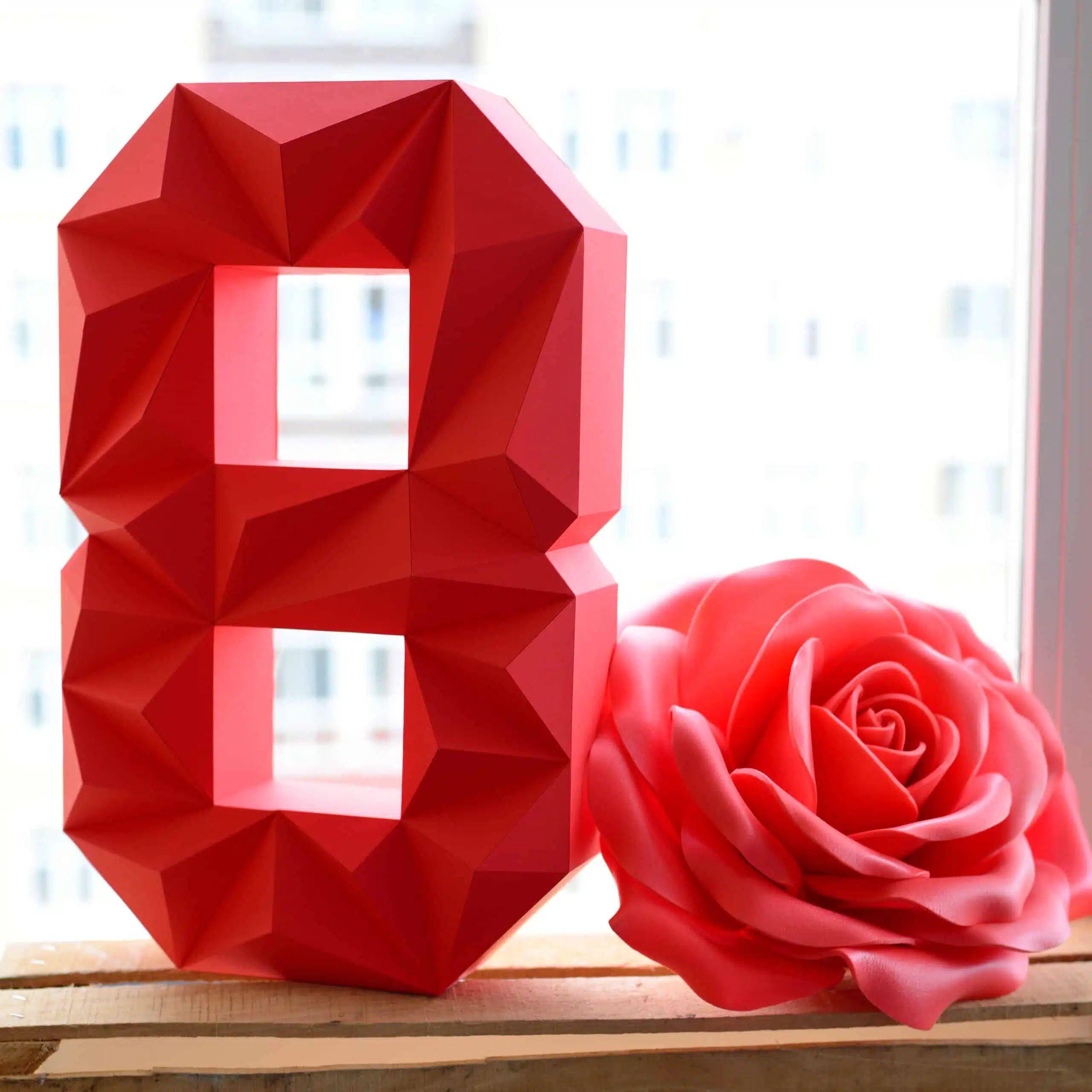 Todos os números em papercraft 3D, montado