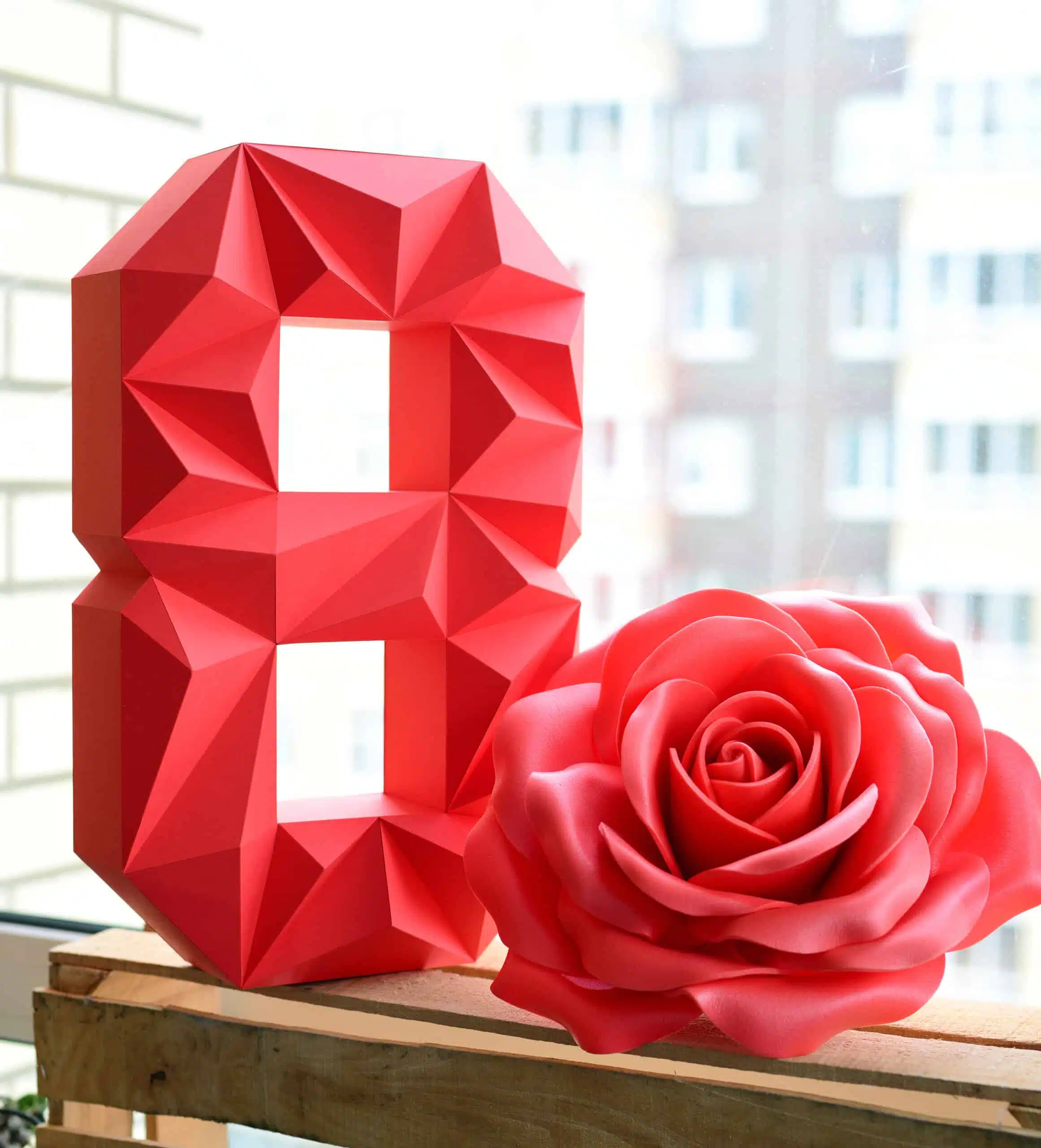 Todos os números em papercraft 3D, vista 2