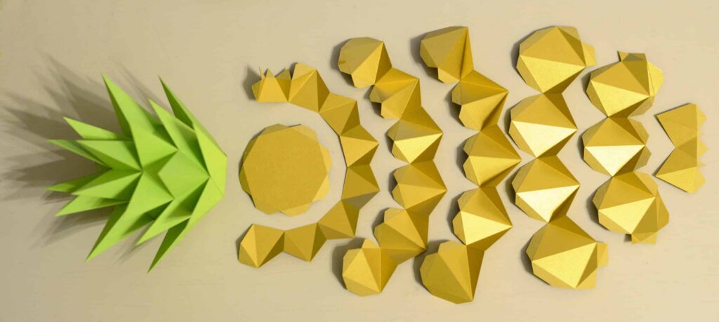 3D Origami Pineapple Papercraft
