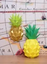 Papercraft gouden ananas in origami 3D, weergave 2