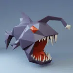 Papercraft of anglerfish in 3D origami