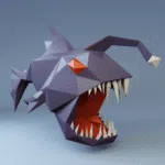 Origami 3D-Papercraft van lantaarnvis, weergave 4