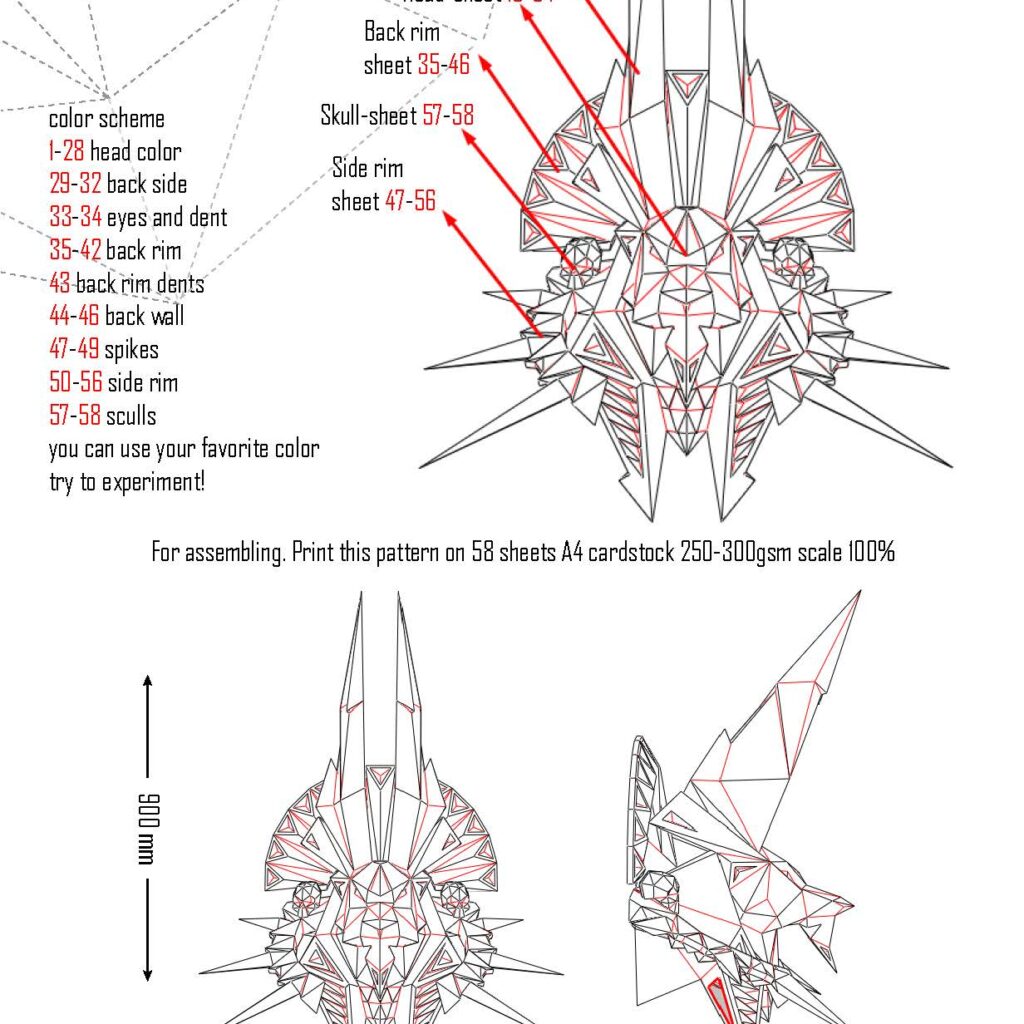 Papercraft Kopf von Anubis in 3D-Origami