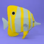 Papercraft de peixe-borboleta em origami 3D