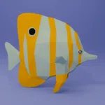 Papercraft de peixe-borboleta em origami 3D