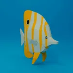 Papercraft de peixe-borboleta em origami 3D