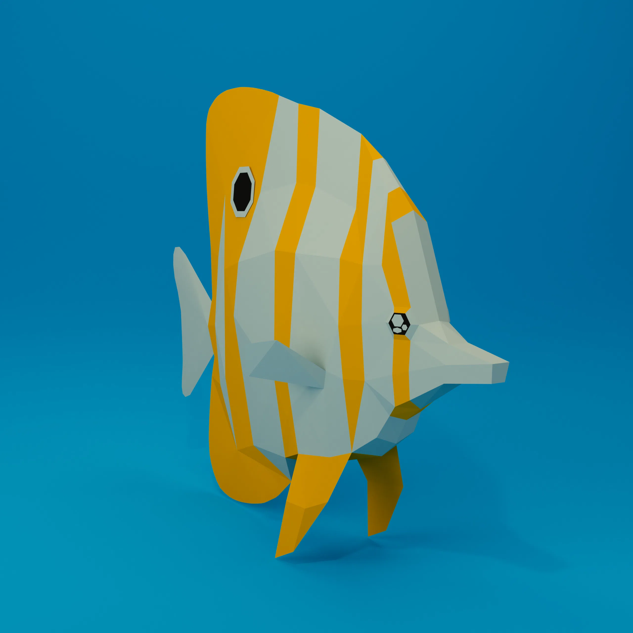 3D origami papercraft butterfly fish, detail