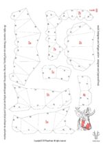 Papercraft deer emerging from wall in 3D origami