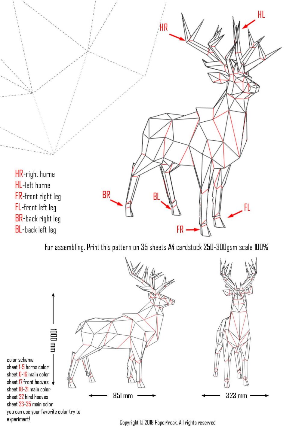 Papercraft de cerf royal en origami