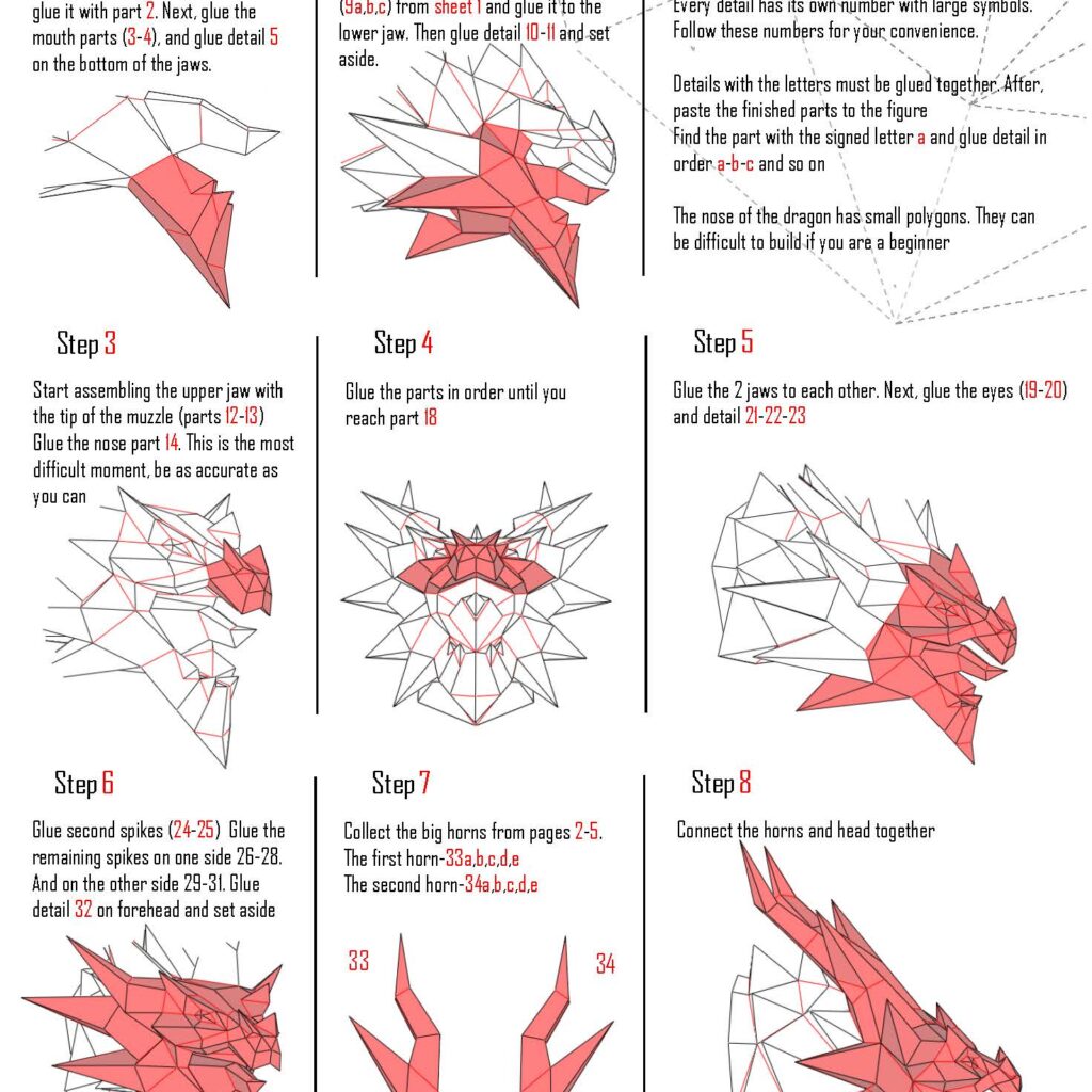 Papercraft Smaug dragon from Lord of the Rings in 3D origami