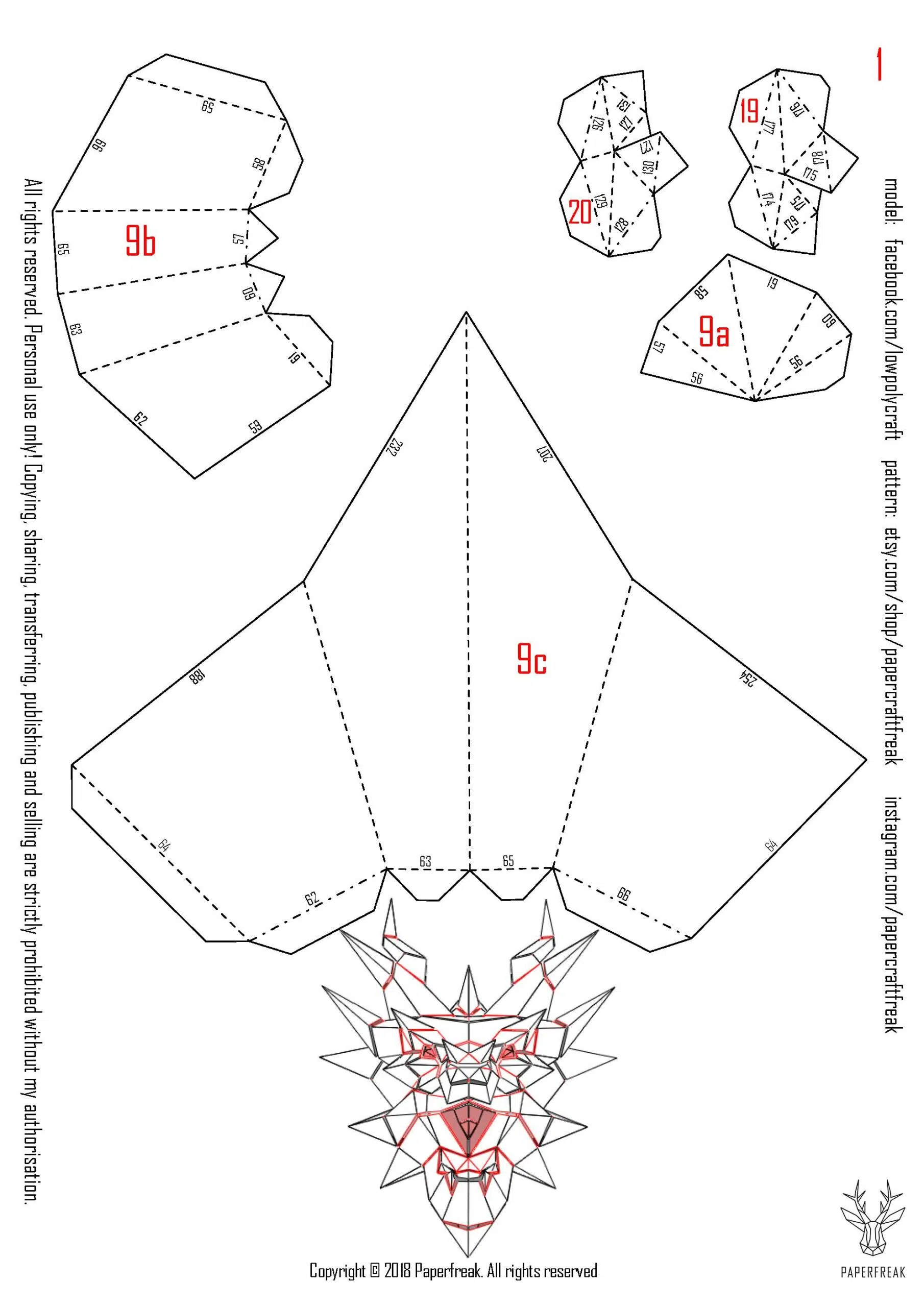 Smaug 3D origami draak, weergave 18