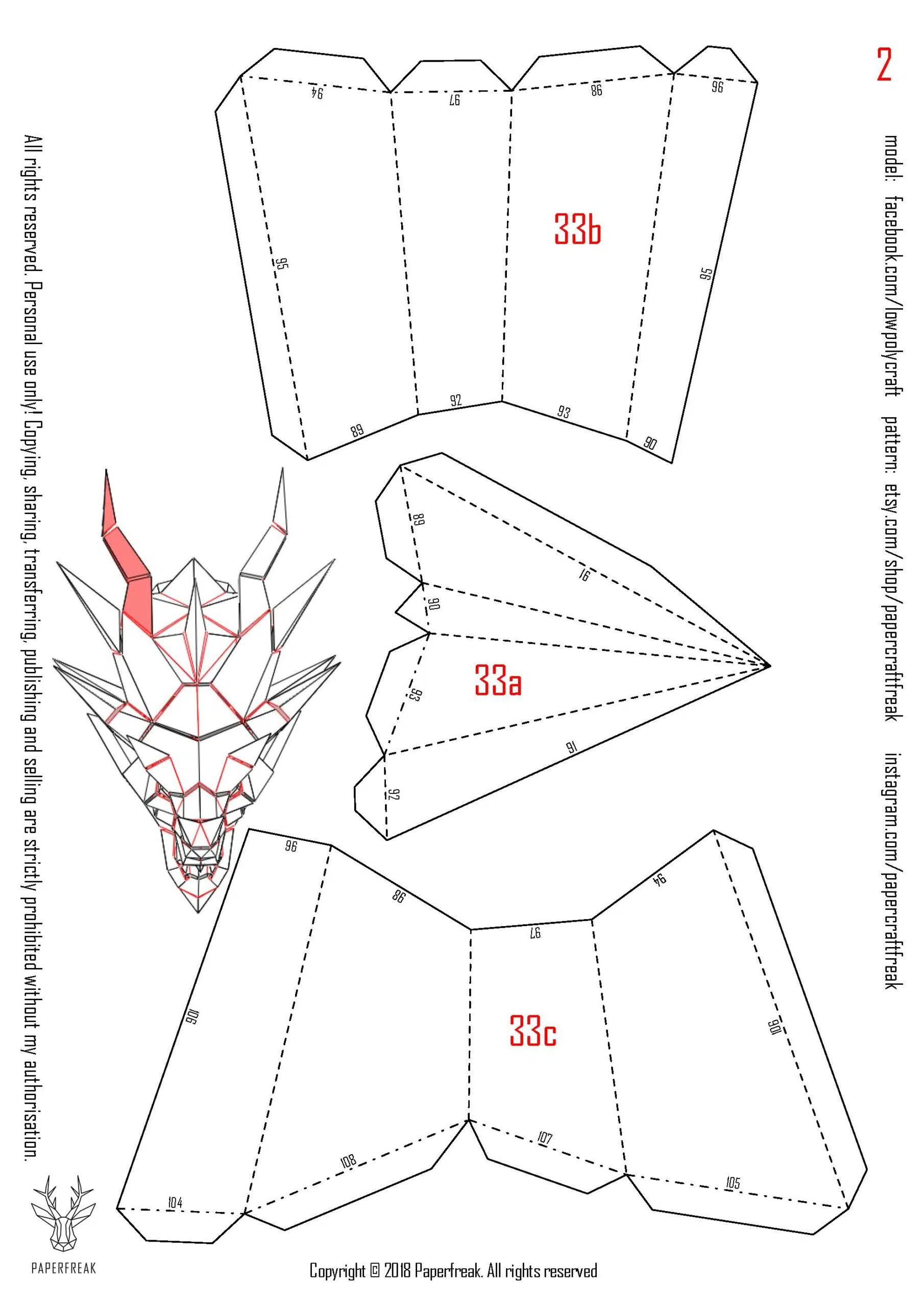 Smaug 3D origami draak, weergave 17