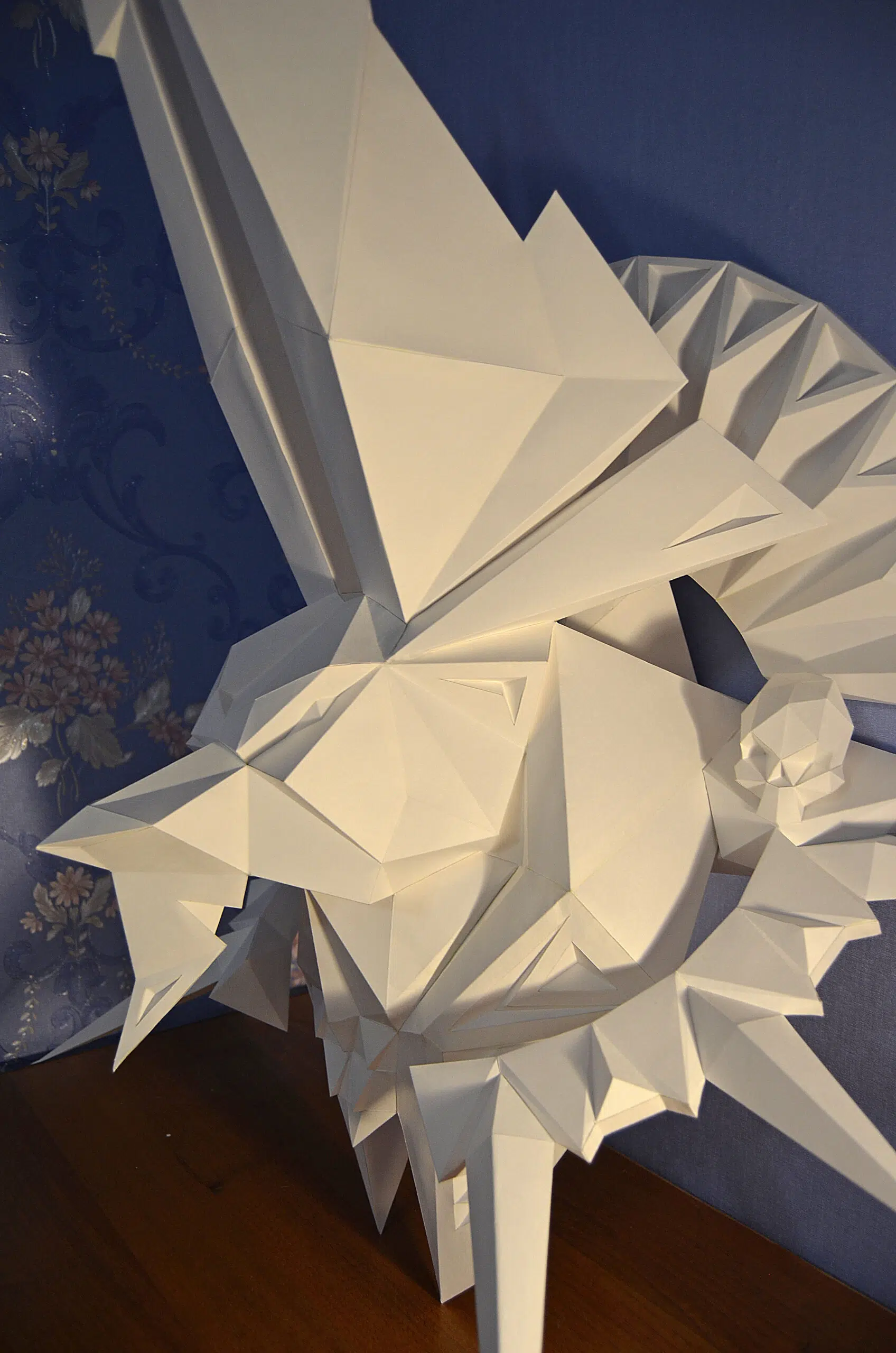 Papercraft cabeza de Anubis en origami 3D, vista 2