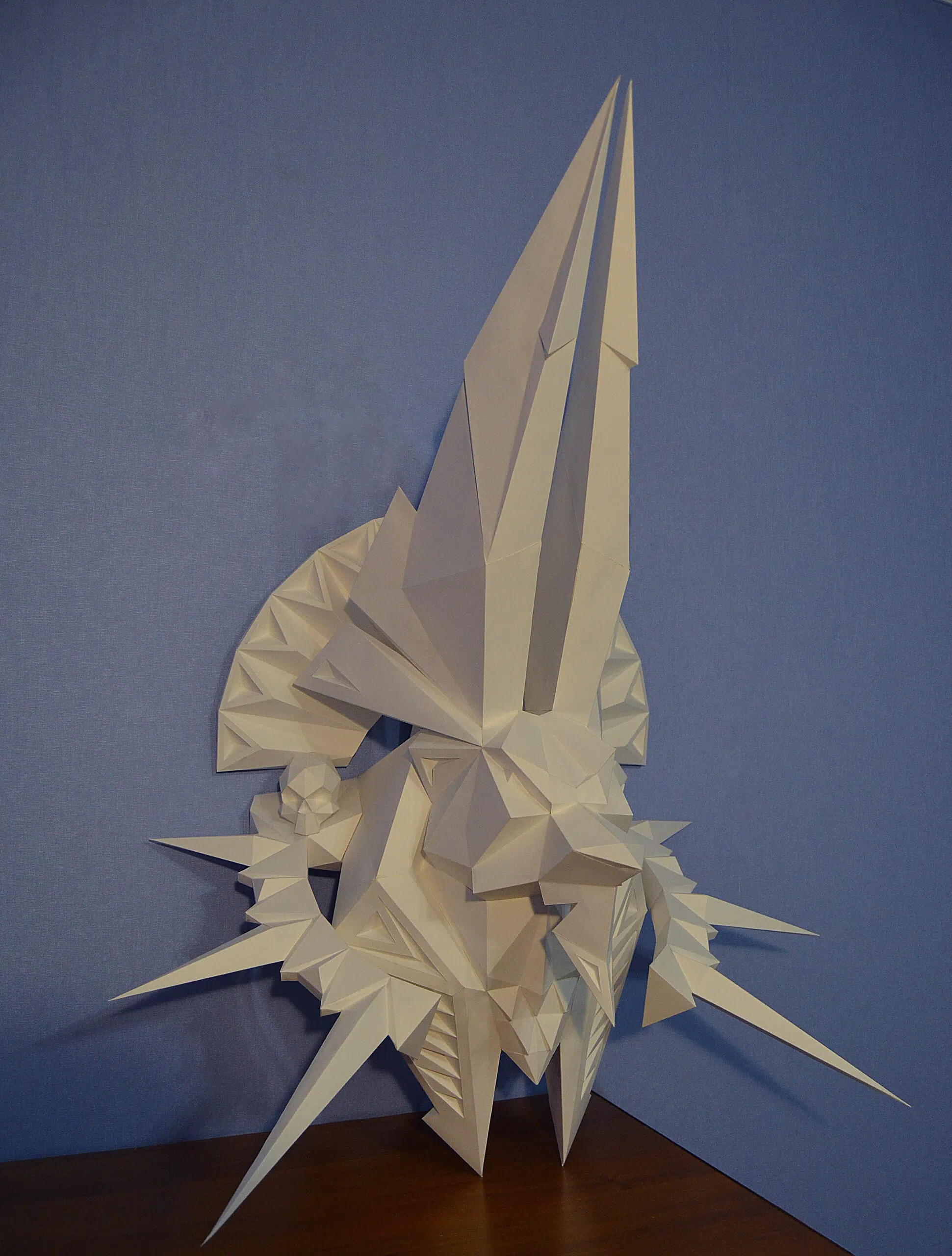 Papercraft cabeza de Anubis en origami 3D, detalle