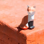 Papercraft of small fox in origami