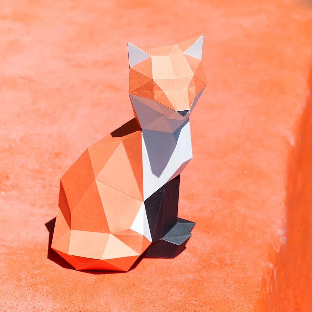 Papercraft Little Fox in Origami, assembled