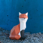 Papercraft of small fox in origami