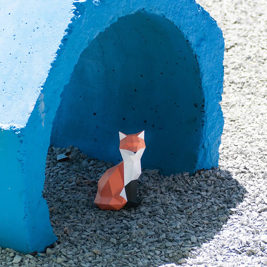Papercraft Little Fox in Origami, 3D model