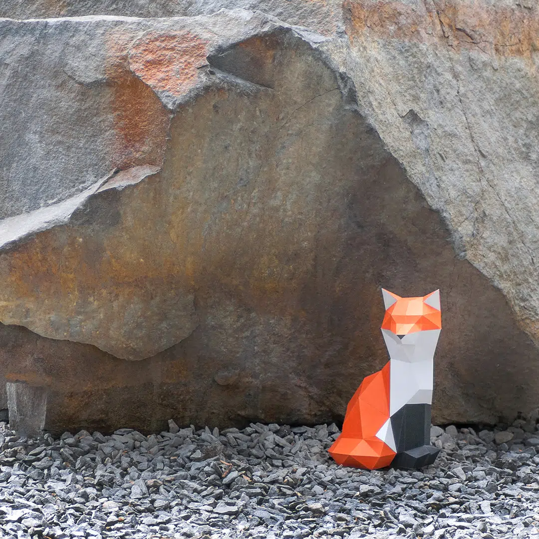 Papercraft Little Fox in Origami, back view