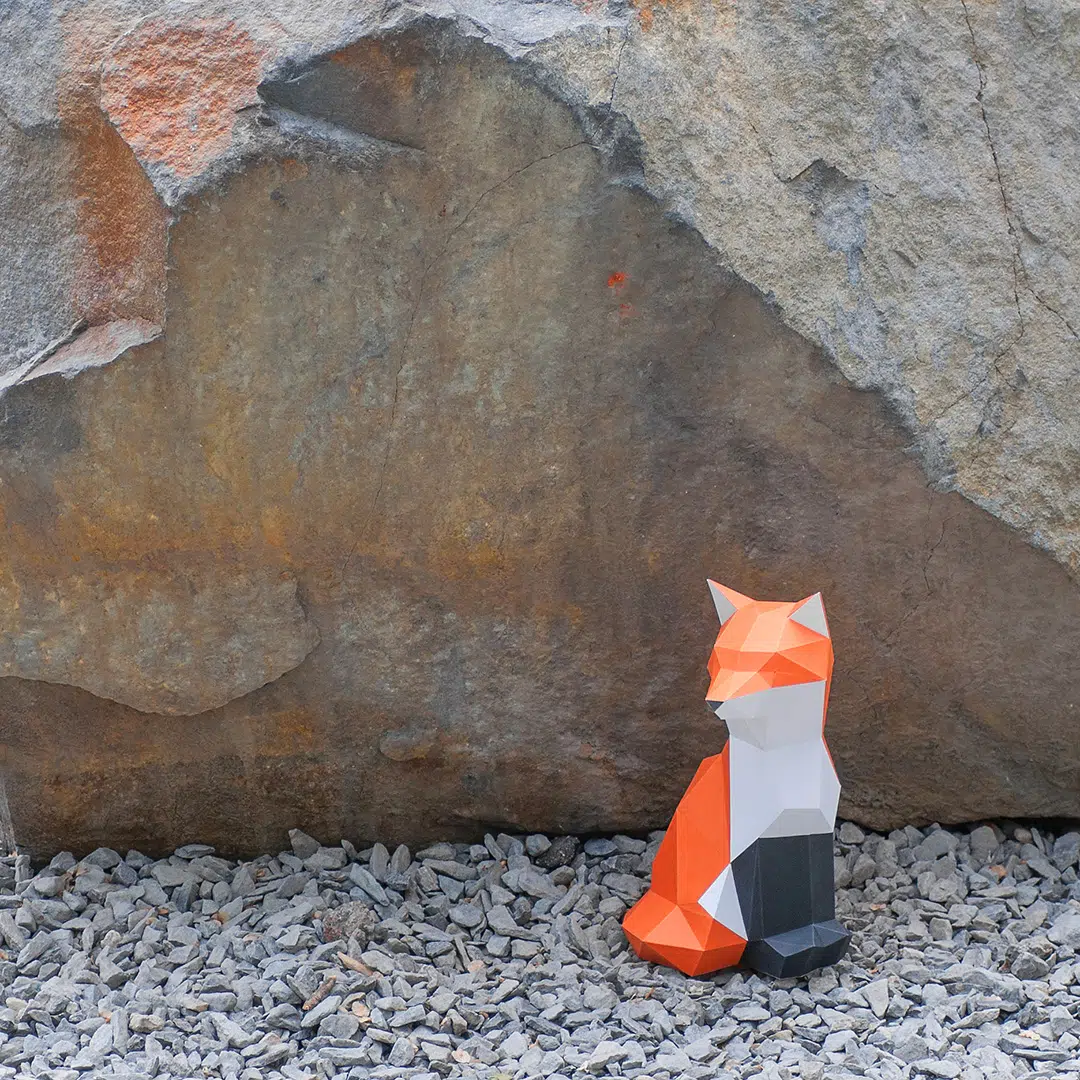 Papercraft Little Fox in Origami, side view