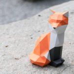 Papercraft of small fox in origami