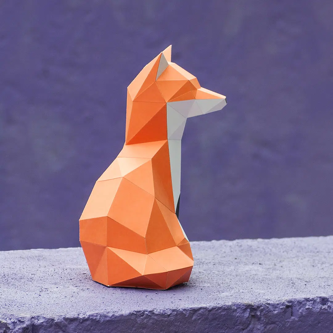 Papercraft Little Fox in Origami, 3D model
