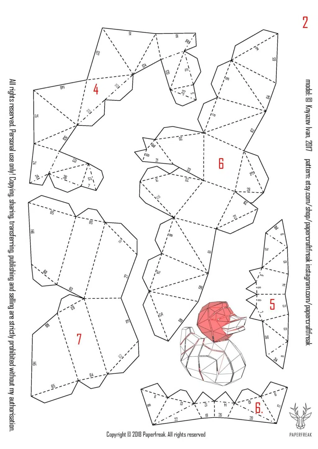 Papercraft von Ente im 3D-Origami
