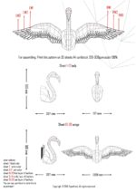 Papercraft flamingo wall with wings in 3D origami