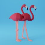 Papercraft mehrere Flamingos in 3D-Origami