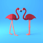 Papercraft mehrere Flamingos in 3D-Origami